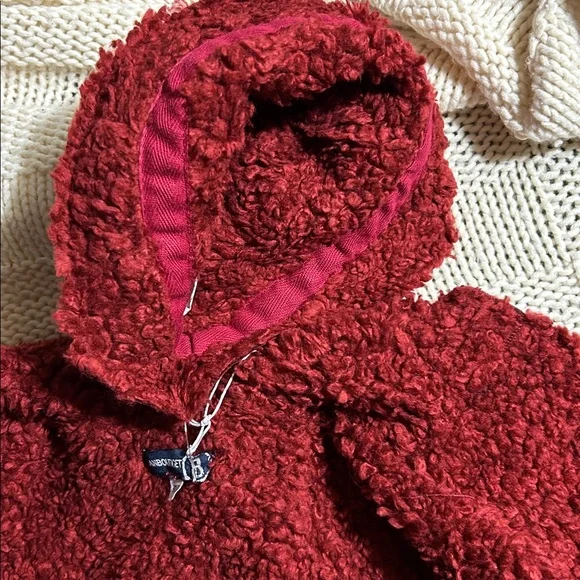 NWT Jean Bourget Cranberry Faux Suede Fleece Lined Girls Coat & Hat Sz 9 mo - Picture 7 of 11